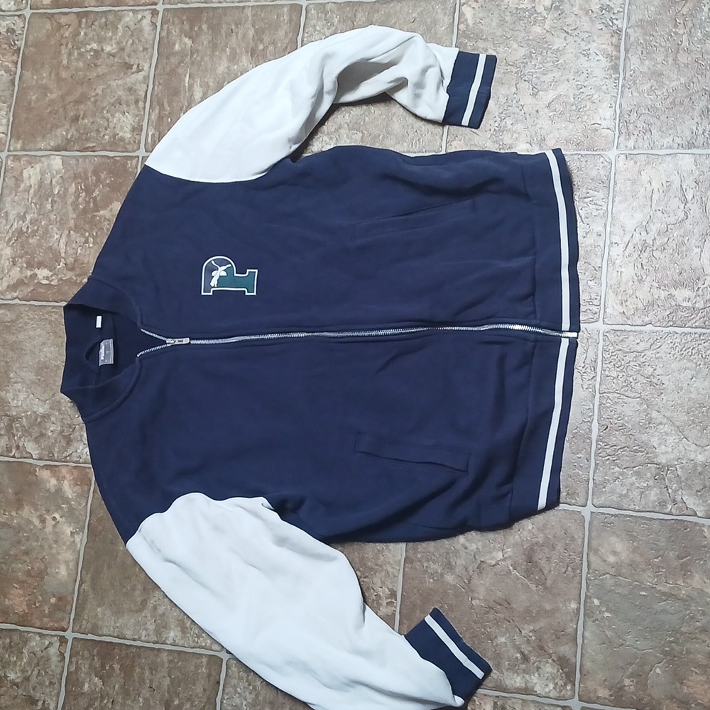 GUC Mens Puma Double Weight Navy And White Zip Up Varsity Jacket Size L